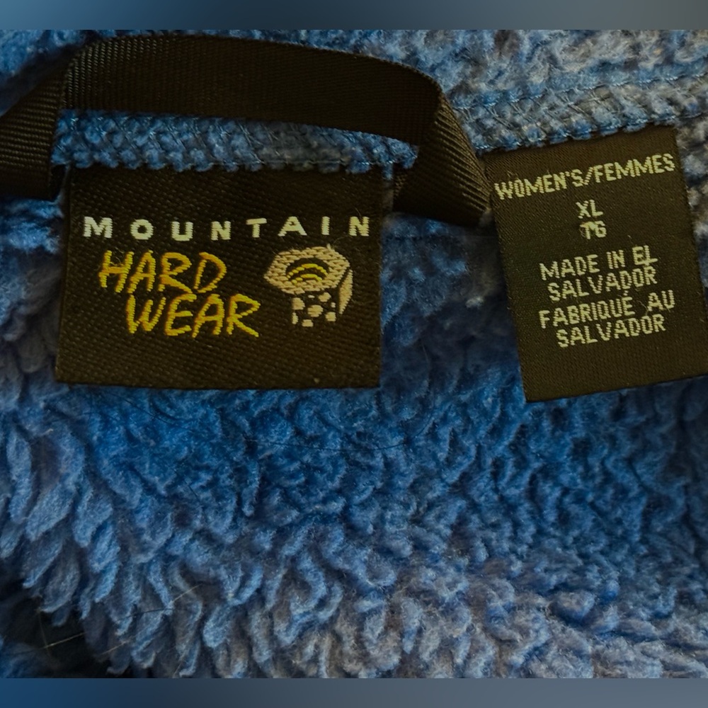 Vintage Mountain Hard Wear XL Jacket Polartec Womens Blue Black Fleece Full Zip - Picture 4 of 7